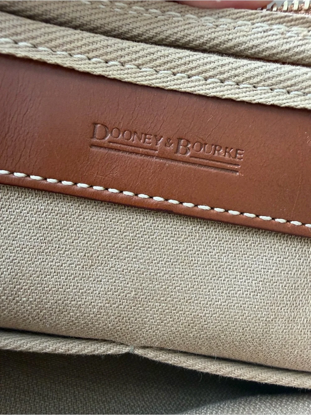 Dooney‎ and Bourke Signature Canvas Monogram Tote Brown Tan